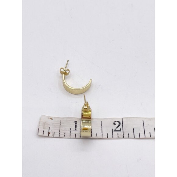 Gorjana Shaye Hammered 18K Gold Plated Half Hoop Earrings Textured Minimalist - Picture 6 of 6